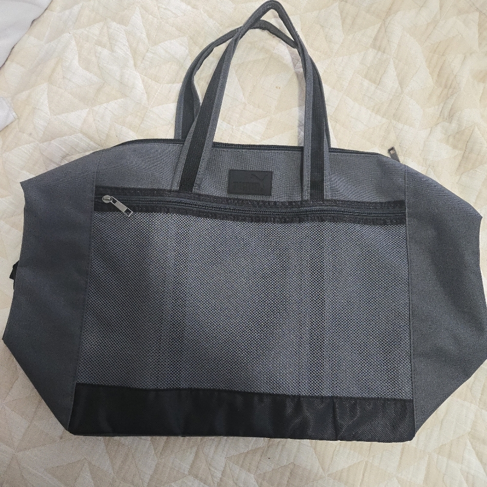 Puma Gray and Black Duffel Bag